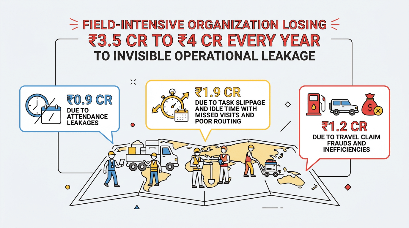 Field workforce and organisation bleed illustration